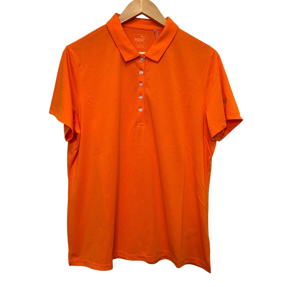 Puma Women Fusion Polo 3X Orange Short Sleeve Performance Golf Casual Athleisure